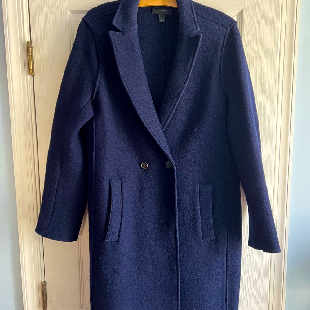 J Crew Women’s Navy Blue Boiled Wool Coat